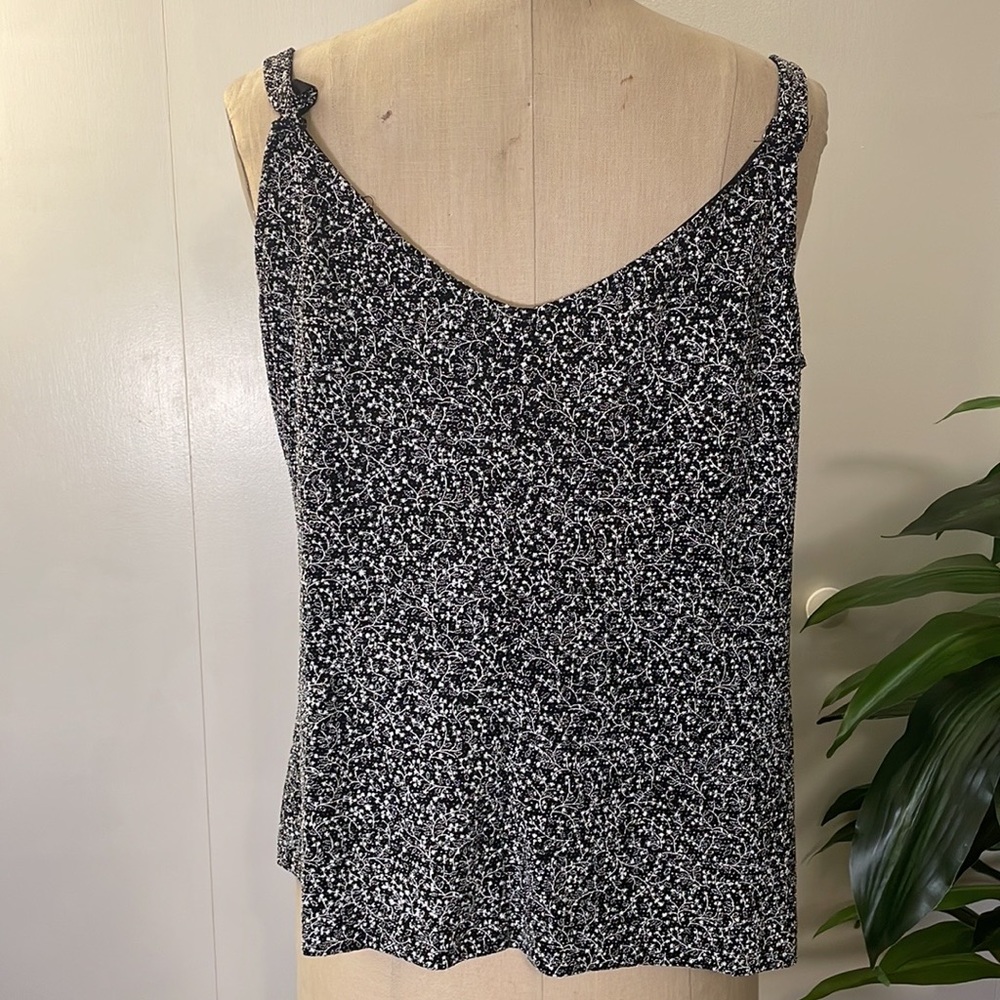 Alex evenings 2 piece tank and cardigan set in shimmery black and white - Picture 8 of 10